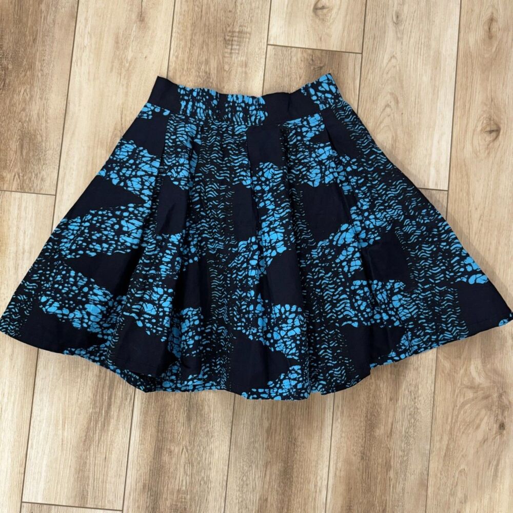 Francis + Benedict Women S Skirt Navy Blue Knee Length A-Line Skater Maximalism